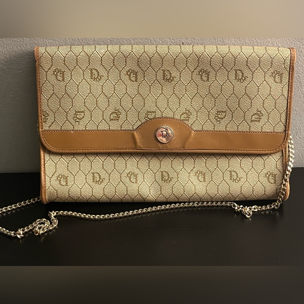 Dior Vintage Brown Honeycomb Shoulder bag Authentic